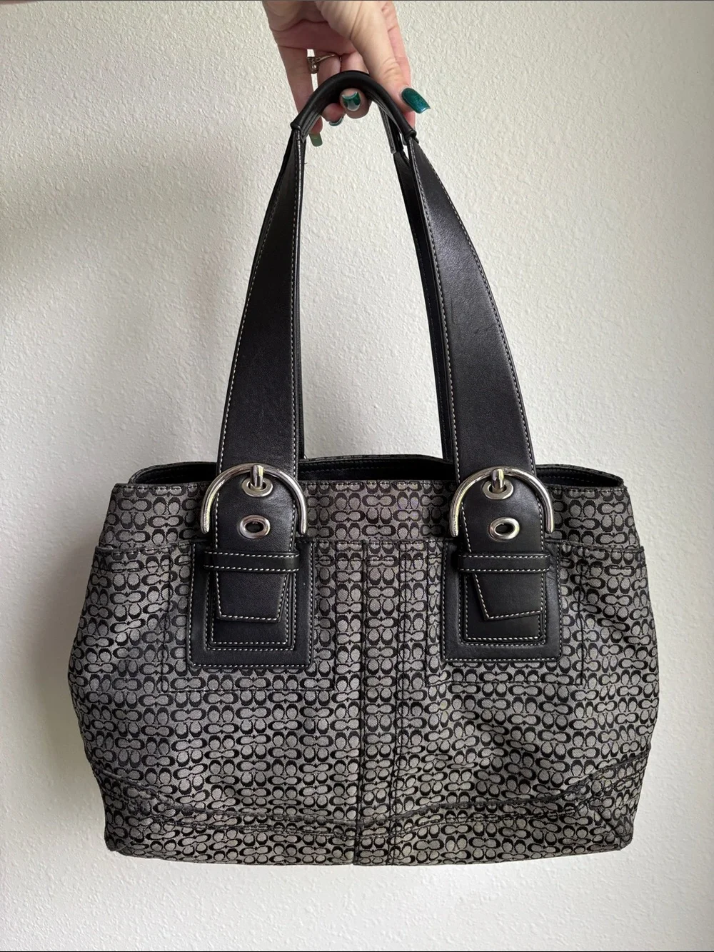 Coach SoHo Mini C Signature Large Buckles Silver Hardware Y2K